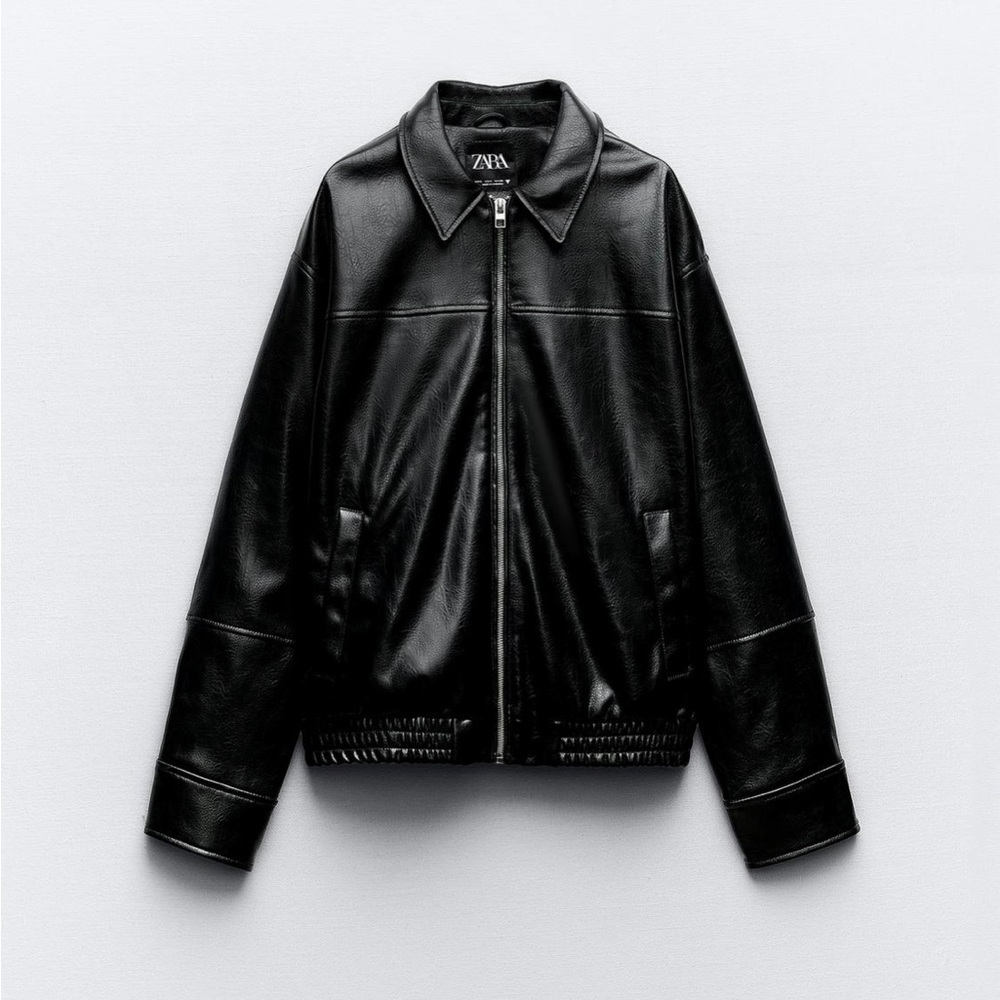Zara Black Faux Leather-Style Jacket